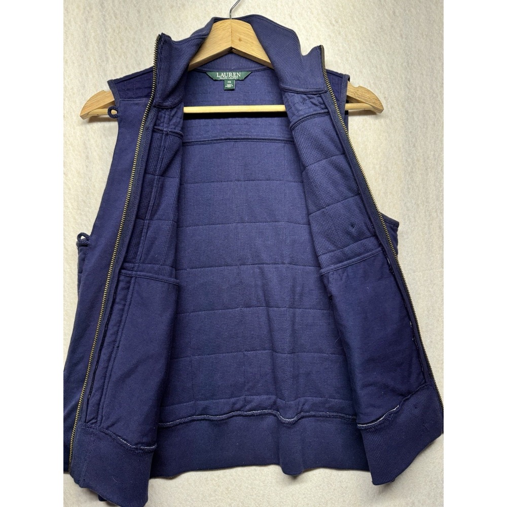 Lauren Ralph Lauren Quilted Vest Womens XS Navy Blue Full Zip Button - Picture 3 of 12
